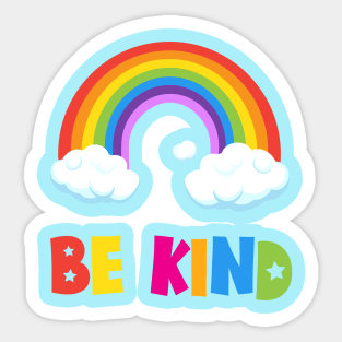 Be Kind positive quote rainbow joyful illustration, Kindness is contagious life style, care, cartoon, birthday gifts design Sticker